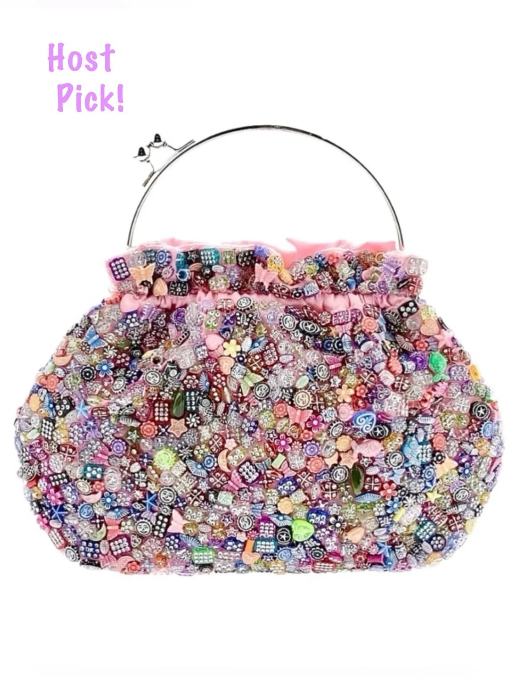 BEADED HANDBAG ~ Flirty Multicolor Handbag w/Artisan Beadwork Crossbody Chain